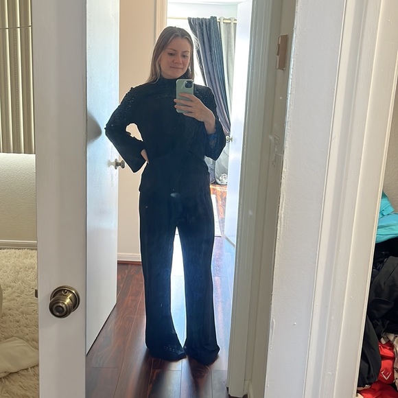 Veiled Collection Black Chenille Top and Bottoms (comes in a set) - Picture 1 of 4